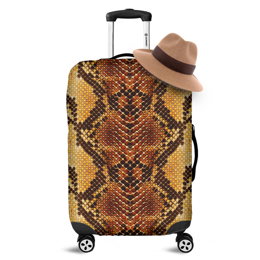 Yellow And Brown Snakeskin Print Luggage Cover