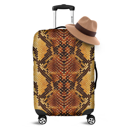 Yellow And Brown Snakeskin Print Luggage Cover
