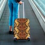 Yellow And Brown Snakeskin Print Luggage Cover
