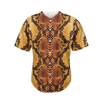 Yellow And Brown Snakeskin Print Men's Baseball Jersey