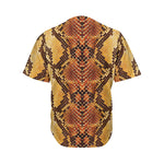 Yellow And Brown Snakeskin Print Men's Baseball Jersey
