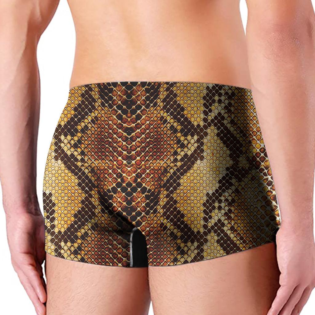 Yellow And Brown Snakeskin Print Men's Boxer Briefs