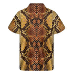 Yellow And Brown Snakeskin Print Men's Short Sleeve Shirt