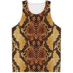 Yellow And Brown Snakeskin Print Men's Tank Top