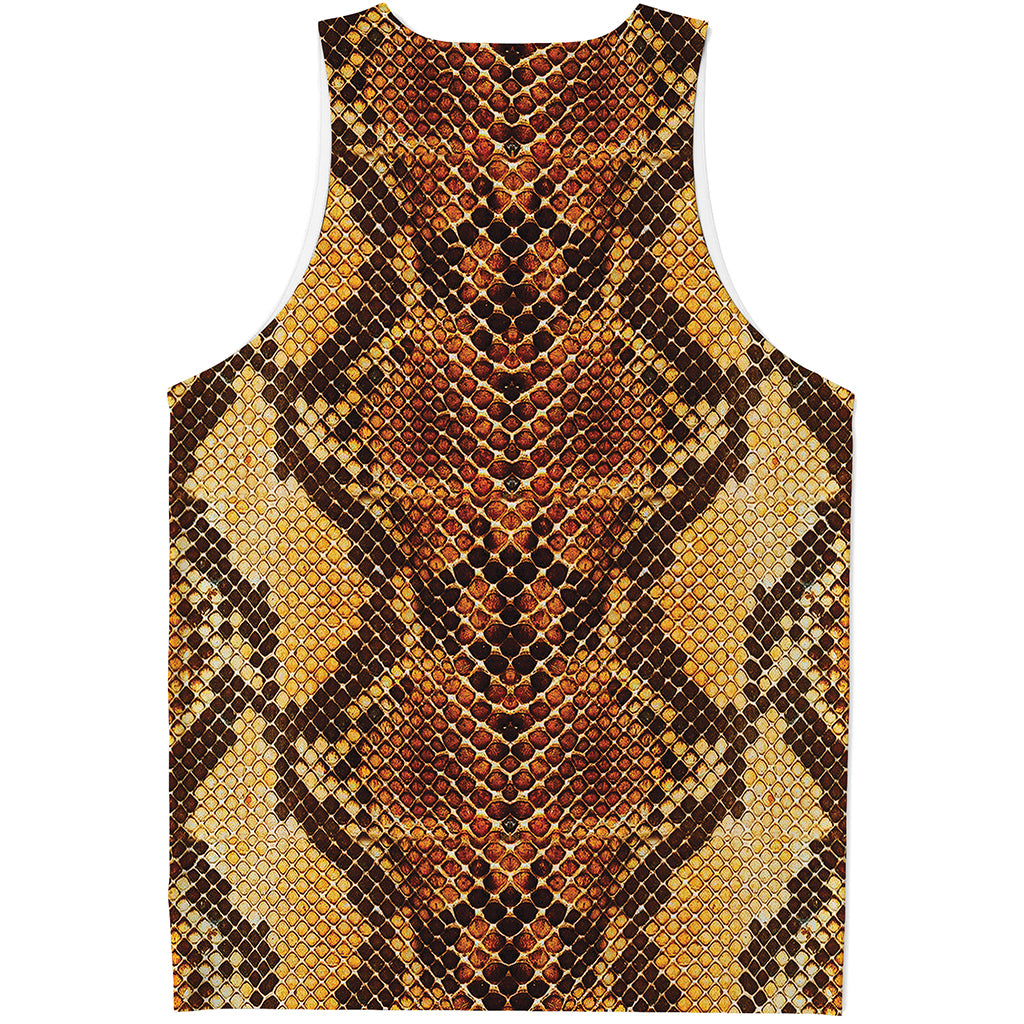 Yellow And Brown Snakeskin Print Men's Tank Top