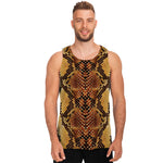 Yellow And Brown Snakeskin Print Men's Tank Top