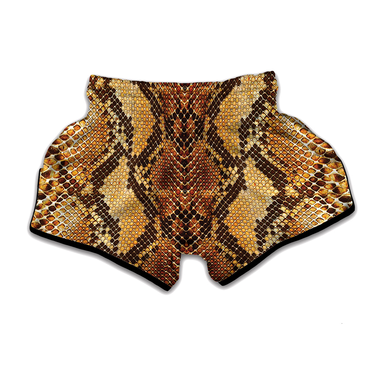 Yellow And Brown Snakeskin Print Muay Thai Boxing Shorts