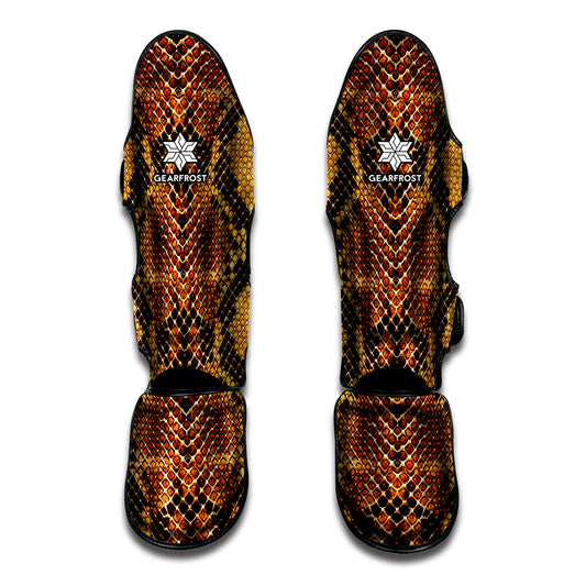 Yellow And Brown Snakeskin Print Muay Thai Shin Guard