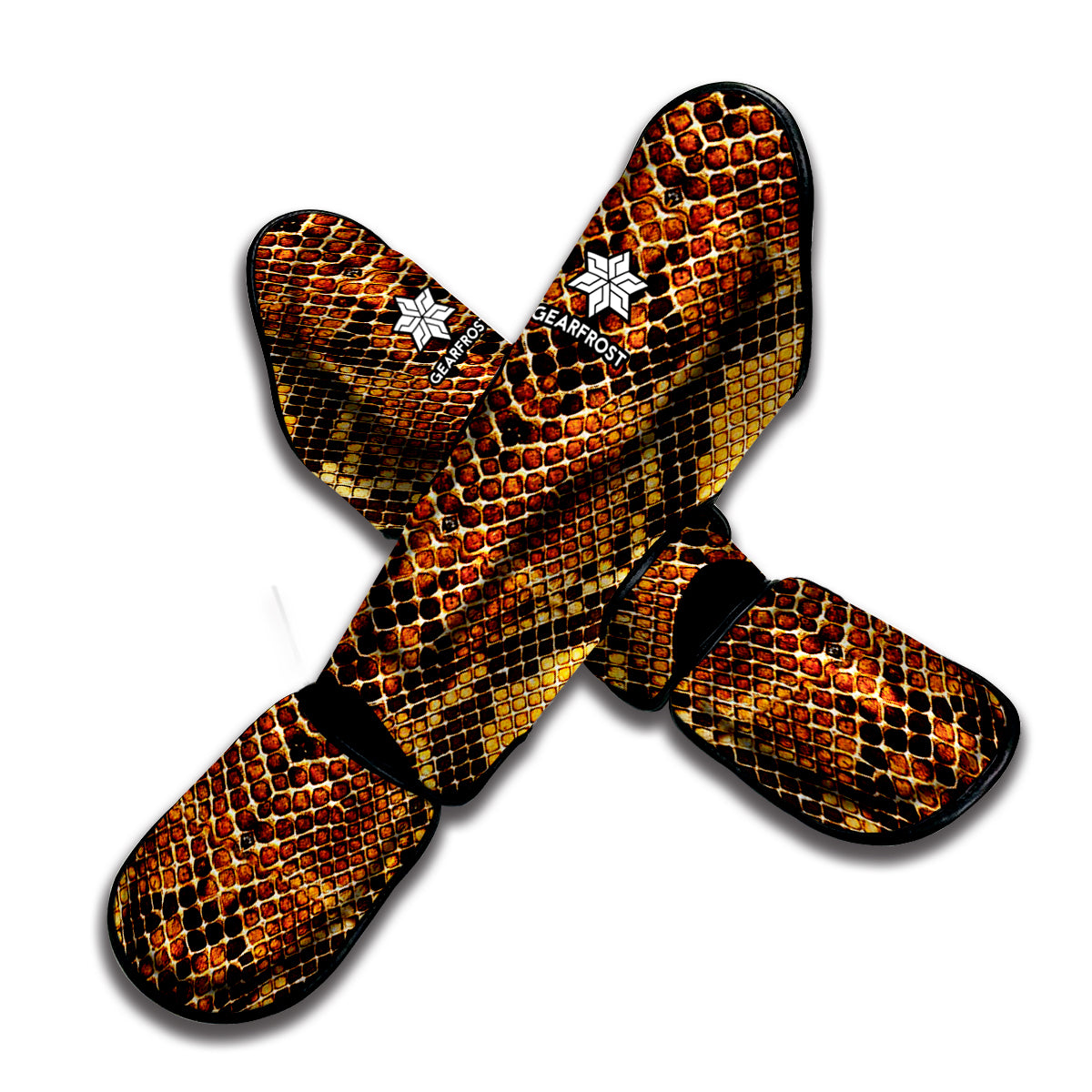 Yellow And Brown Snakeskin Print Muay Thai Shin Guard