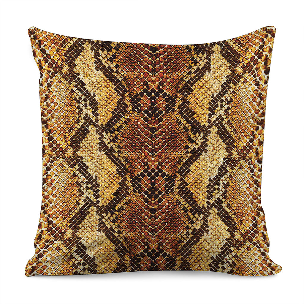 Yellow And Brown Snakeskin Print Pillow Cover