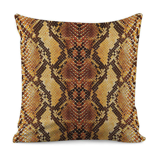 Yellow And Brown Snakeskin Print Pillow Cover