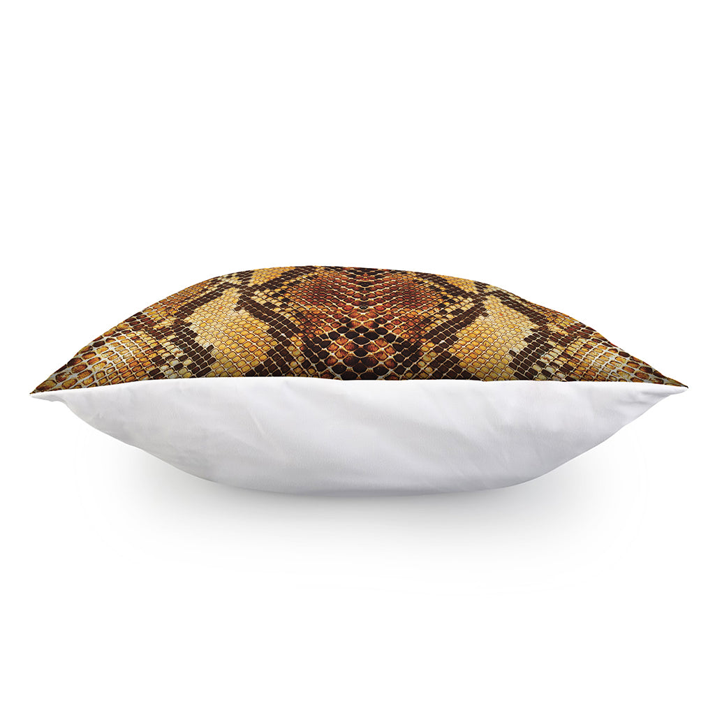 Yellow And Brown Snakeskin Print Pillow Cover