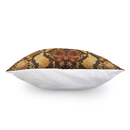 Yellow And Brown Snakeskin Print Pillow Cover