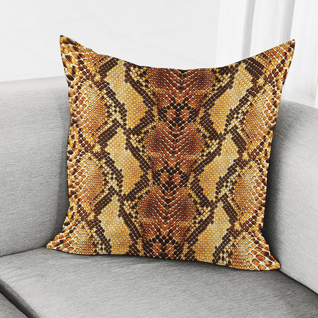 Yellow And Brown Snakeskin Print Pillow Cover