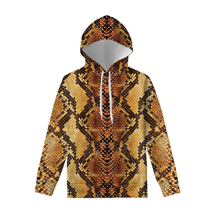 Yellow And Brown Snakeskin Print Pullover Hoodie