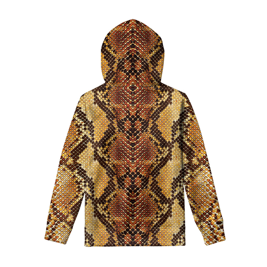 Yellow And Brown Snakeskin Print Pullover Hoodie