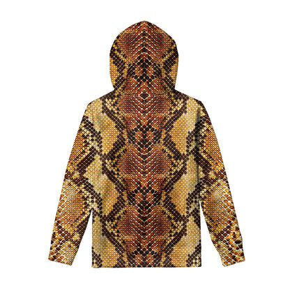 Yellow And Brown Snakeskin Print Pullover Hoodie