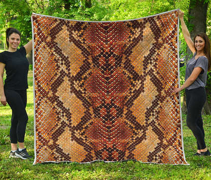 Yellow And Brown Snakeskin Print Quilt
