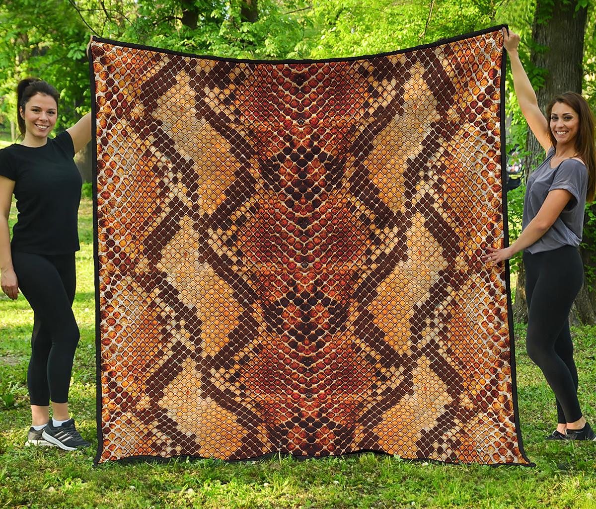 Yellow And Brown Snakeskin Print Quilt