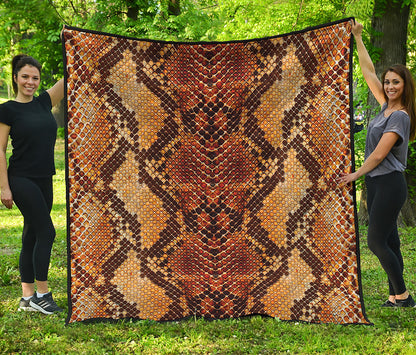 Yellow And Brown Snakeskin Print Quilt