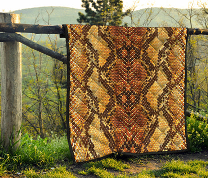Yellow And Brown Snakeskin Print Quilt