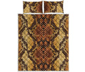 Yellow And Brown Snakeskin Print Quilt Bed Set