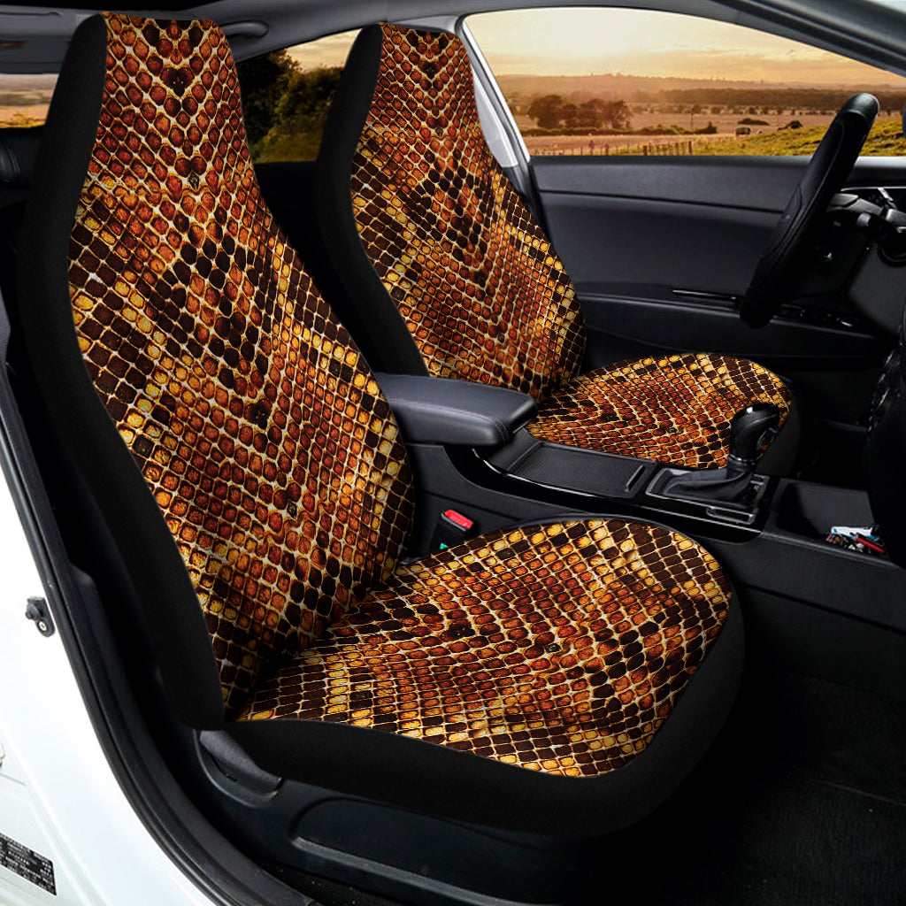 Yellow And Brown Snakeskin Print Universal Fit Car Seat Covers