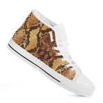 Yellow And Brown Snakeskin Print White High Top Shoes