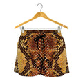 Yellow And Brown Snakeskin Print Women's Shorts