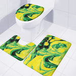 Yellow And Green Acid Melt Print 3 Piece Bath Mat Set