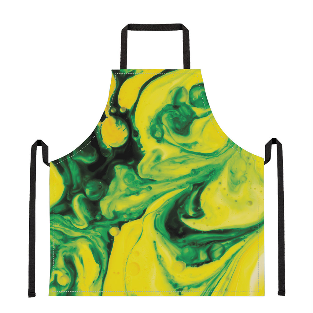 Yellow And Green Acid Melt Print Apron