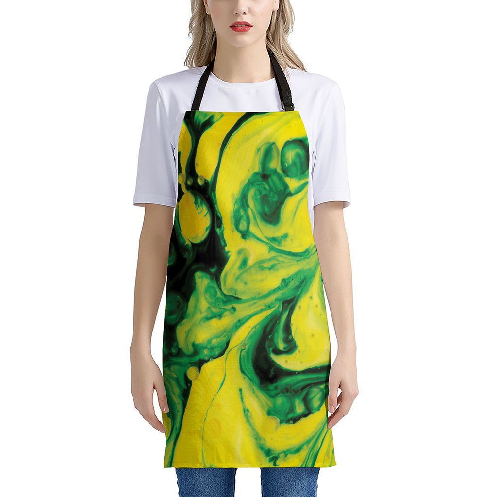 Yellow And Green Acid Melt Print Apron