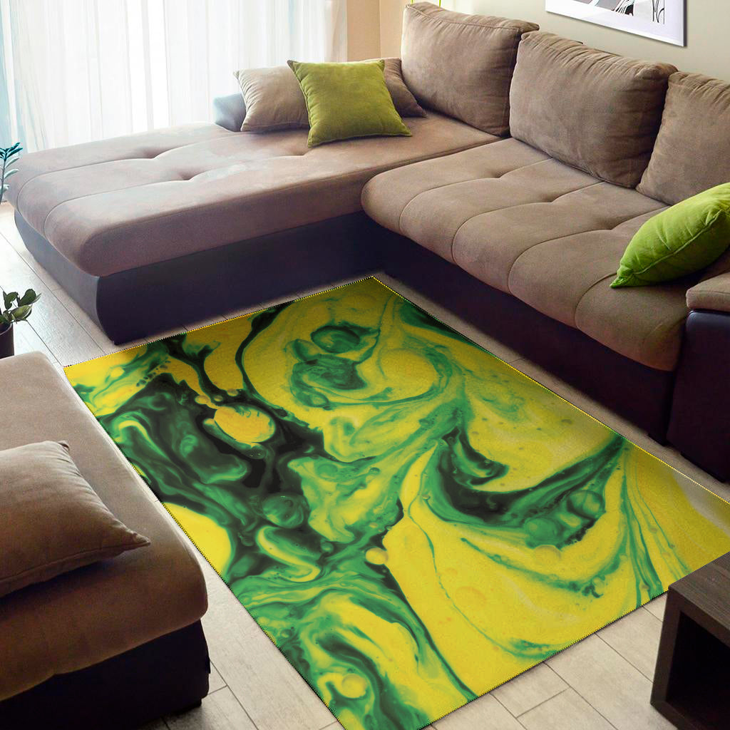 Yellow And Green Acid Melt Print Area Rug