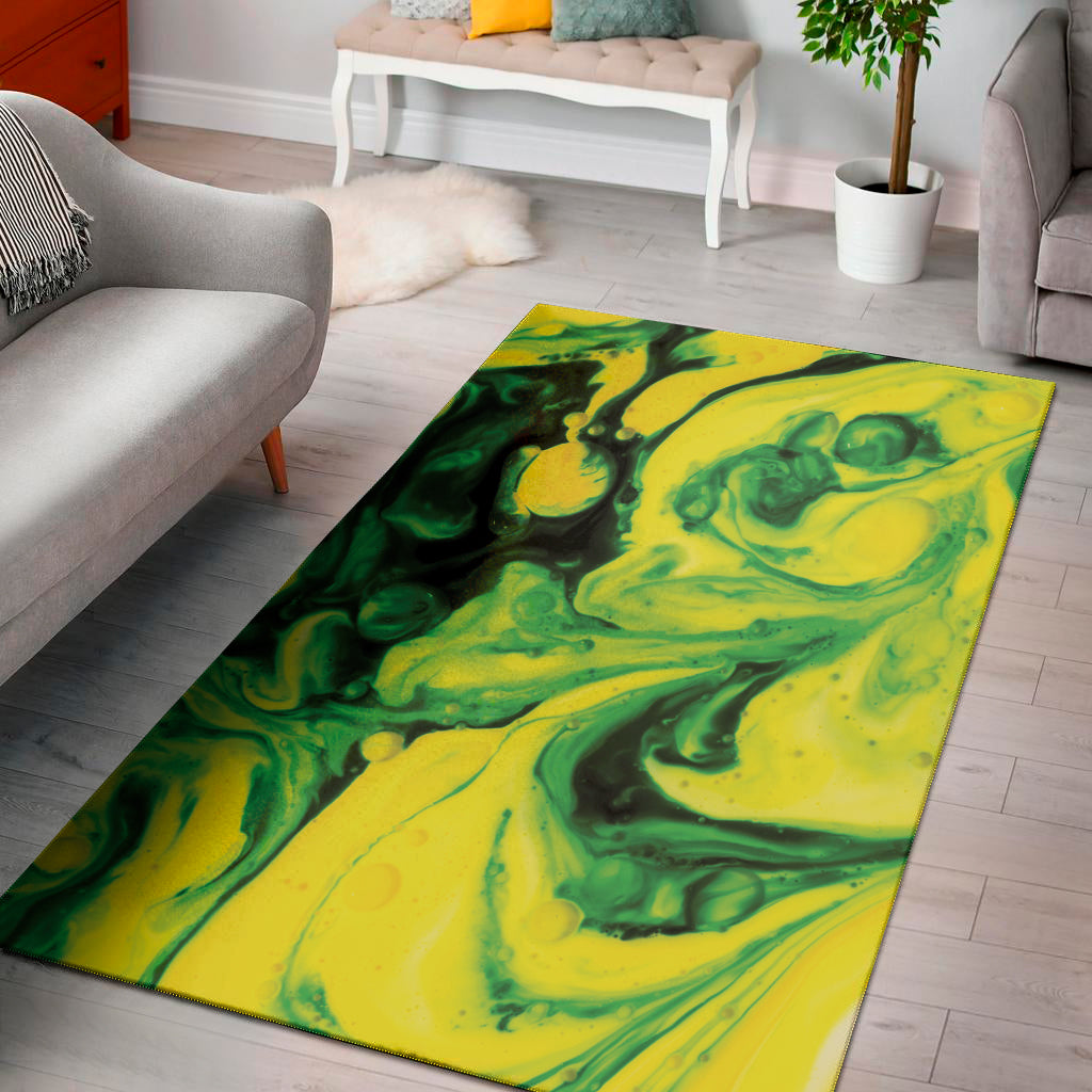 Yellow And Green Acid Melt Print Area Rug