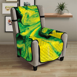 Yellow And Green Acid Melt Print Armchair Protector