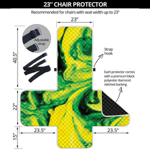 Yellow And Green Acid Melt Print Armchair Protector