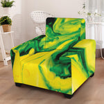 Yellow And Green Acid Melt Print Armchair Slipcover