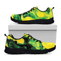 Yellow And Green Acid Melt Print Black Running Shoes