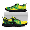 Yellow And Green Acid Melt Print Black Sneakers