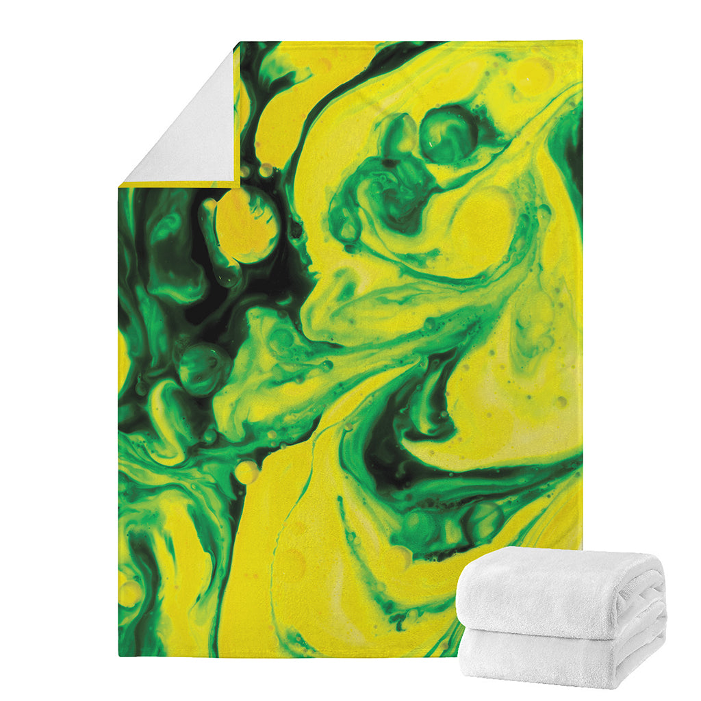 Yellow And Green Acid Melt Print Blanket