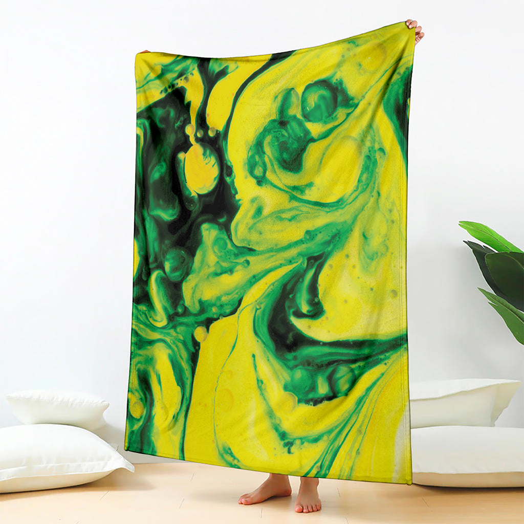 Yellow And Green Acid Melt Print Blanket