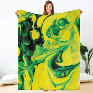 Yellow And Green Acid Melt Print Blanket