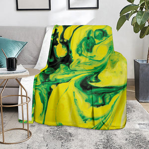 Yellow And Green Acid Melt Print Blanket