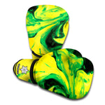 Yellow And Green Acid Melt Print Boxing Gloves