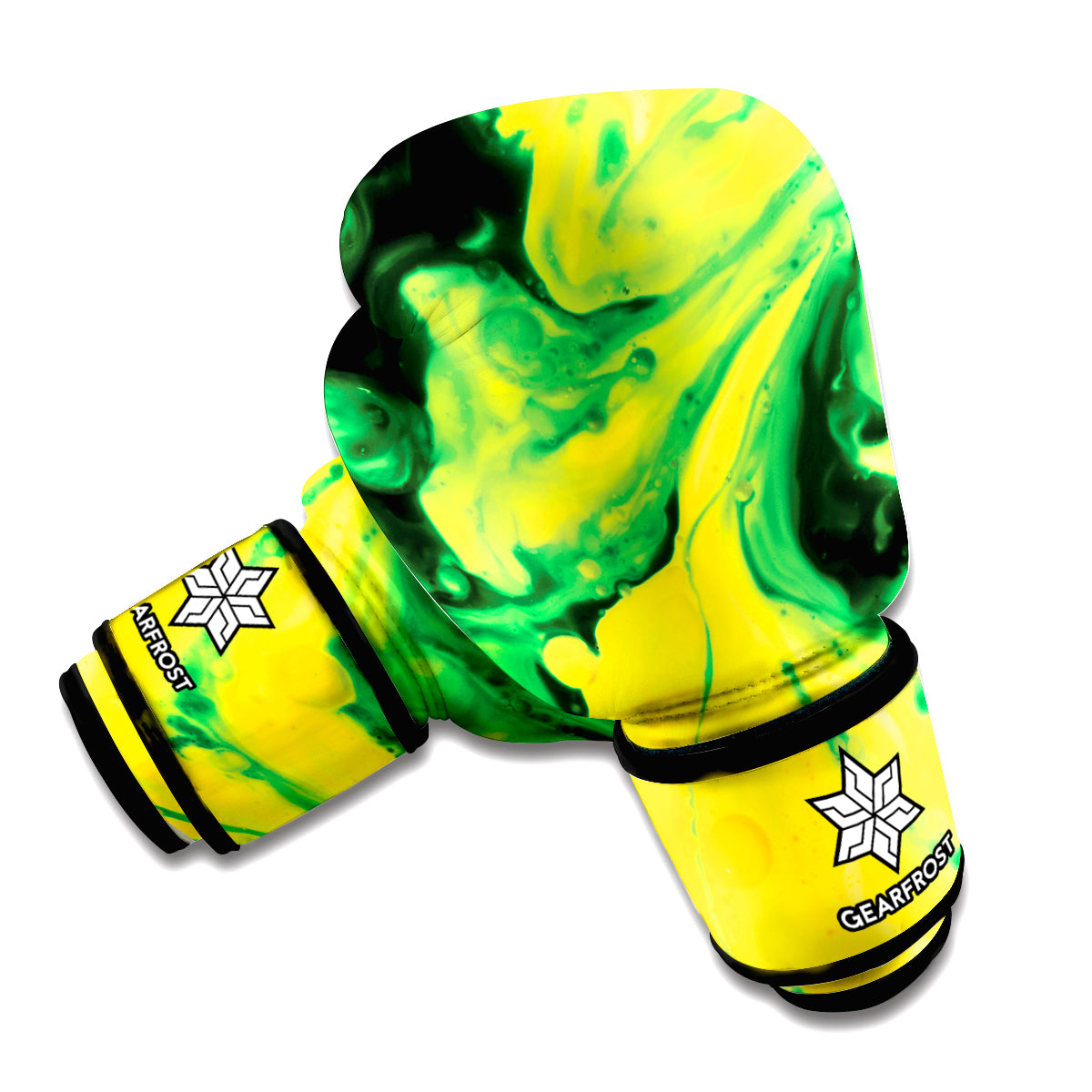 Yellow And Green Acid Melt Print Boxing Gloves