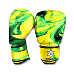 Yellow And Green Acid Melt Print Boxing Gloves