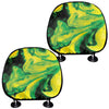 Yellow And Green Acid Melt Print Car Headrest Covers