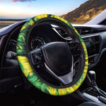 Yellow And Green Acid Melt Print Car Steering Wheel Cover