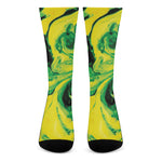 Yellow And Green Acid Melt Print Crew Socks