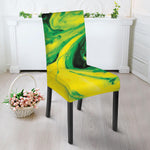 Yellow And Green Acid Melt Print Dining Chair Slipcover